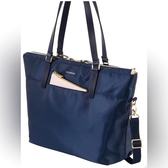 Ricardo Beverly Hills Indio Tote Travel Over Carry On Luggage Bag Navy AUTHENTIC - Picture 3 of 11